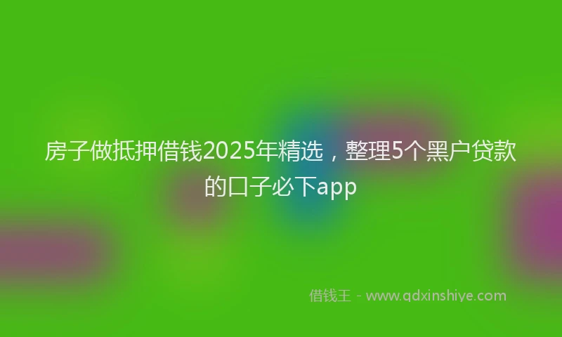房子做抵押借钱2025年精选，整理5个黑户贷款的口子必下app
