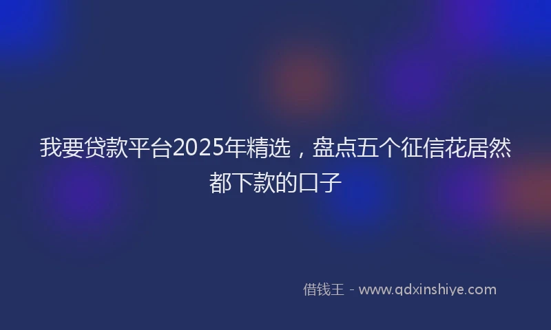 我要贷款平台2025年精选，盘点五个征信花居然都下款的口子