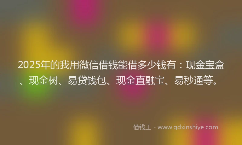 2025年的我用微信借钱能借多少钱有：现金宝盒、现金树、易贷钱包、现金直融宝、易秒通等。