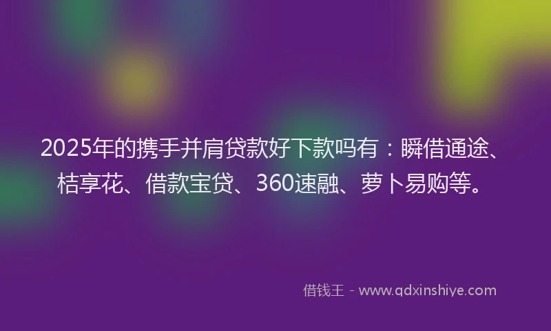 2025年的携手并肩贷款好下款吗有：瞬借通途、桔享花、借款宝贷、360速融、萝卜易购等。