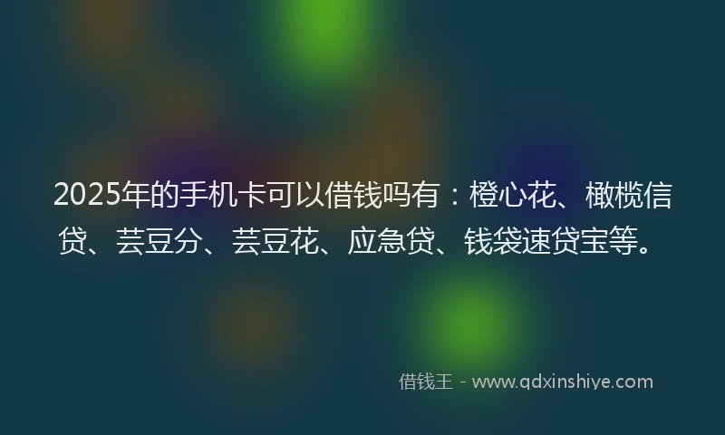 2025年的手机卡可以借钱吗有：橙心花、橄榄信贷、芸豆分、芸豆花、应急贷、钱袋速贷宝等。