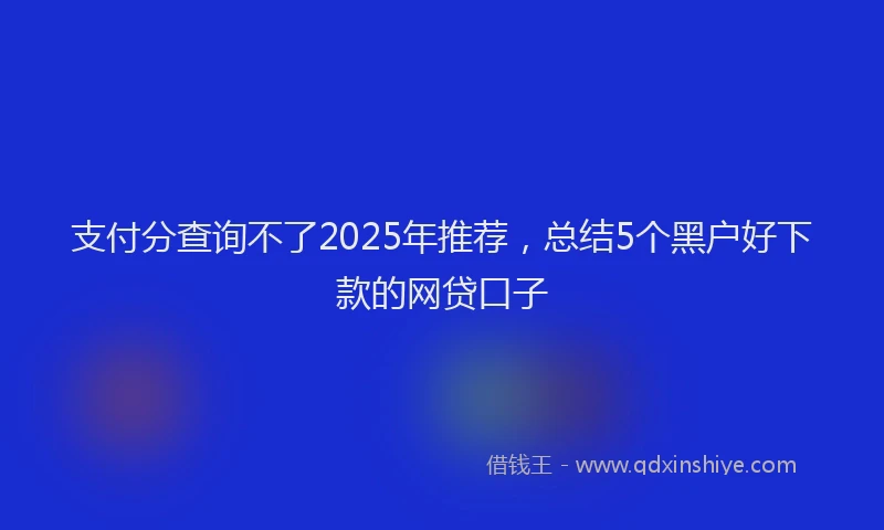 支付分查询不了2025年推荐，总结5个黑户好下款的网贷口子
