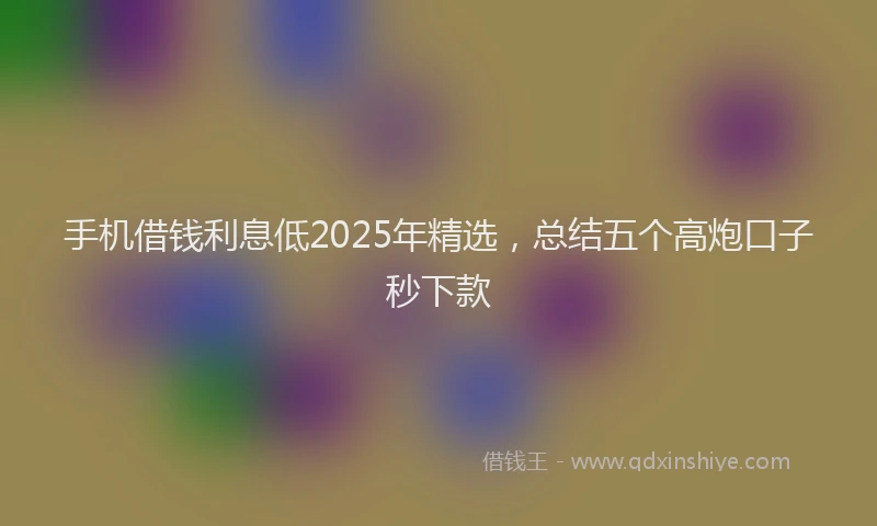 手机借钱利息低2025年精选，总结五个高炮口子秒下款