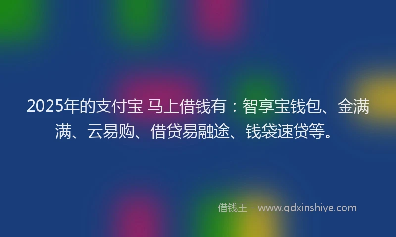 2025年的支付宝 马上借钱有：智享宝钱包、金满满、云易购、借贷易融途、钱袋速贷等。