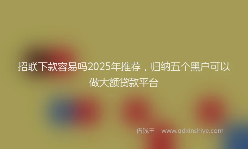 招联下款容易吗2025年推荐，归纳五个黑户可以做大额贷款平台