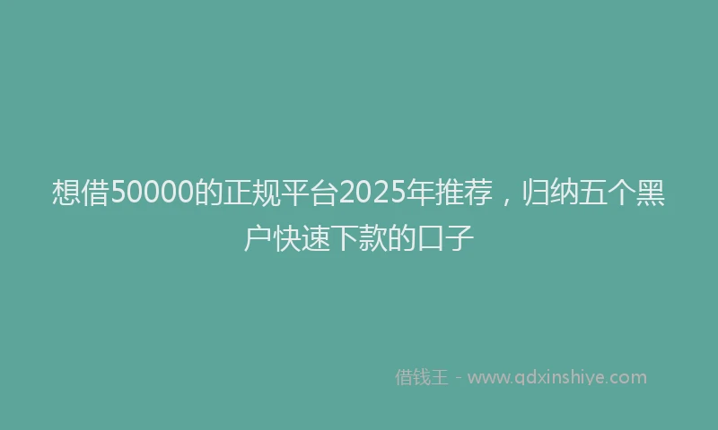 想借50000的正规平台2025年推荐，归纳五个黑户快速下款的口子
