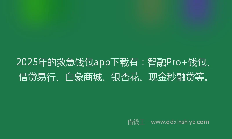 2025年的救急钱包app下载有：智融Pro+钱包、借贷易行、白象商城、银杏花、现金秒融贷等。