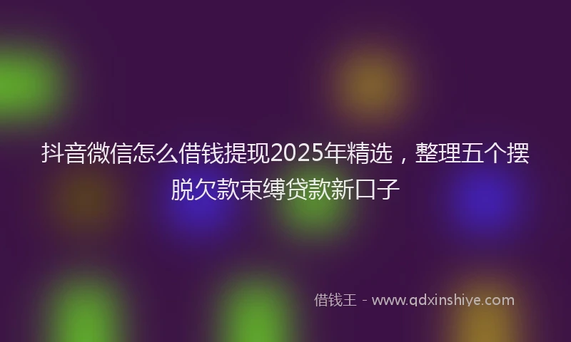 抖音微信怎么借钱提现2025年精选，整理五个摆脱欠款束缚贷款新口子