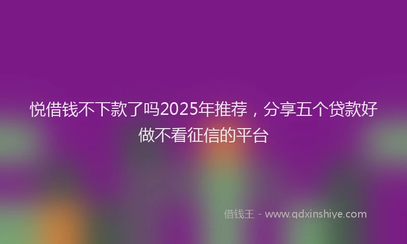 悦借钱不下款了吗2025年推荐，分享五个贷款好做不看征信的平台