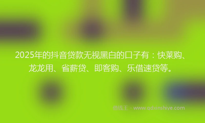 2025年的抖音贷款无视黑白的口子有：快莱购、龙龙用、省薪贷、即客购、乐借速贷等。