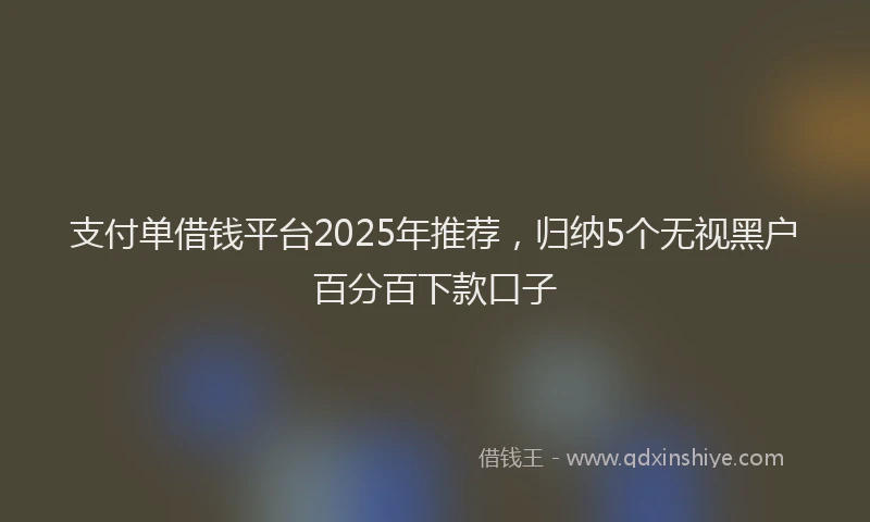 支付单借钱平台2025年推荐，归纳5个无视黑户百分百下款口子