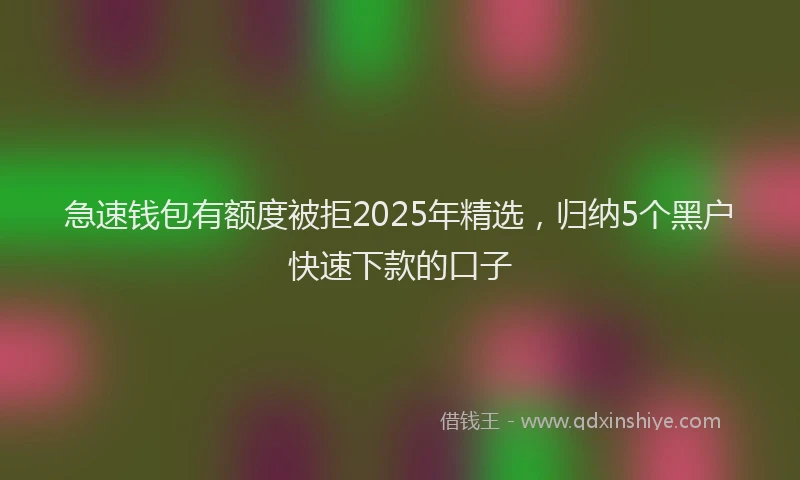 急速钱包有额度被拒2025年精选，归纳5个黑户快速下款的口子