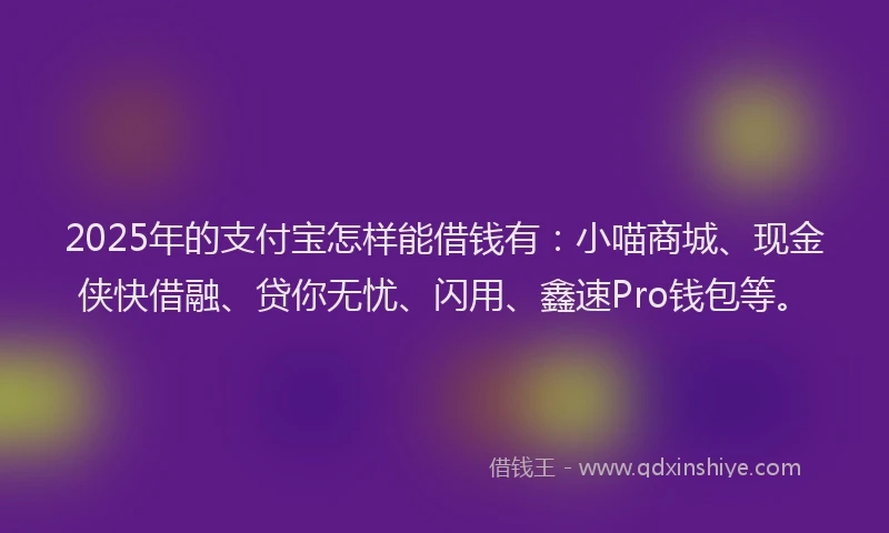 2025年的支付宝怎样能借钱有：小喵商城、现金侠快借融、贷你无忧、闪用、鑫速Pro钱包等。