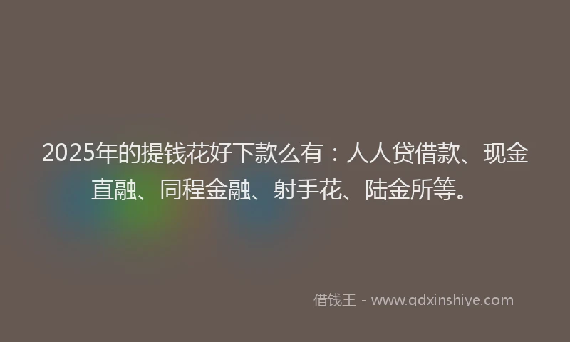 2025年的提钱花好下款么有：人人贷借款、现金直融、同程金融、射手花、陆金所等。