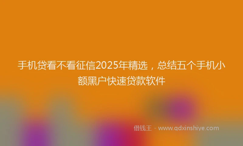 手机贷看不看征信2025年精选，总结五个手机小额黑户快速贷款软件