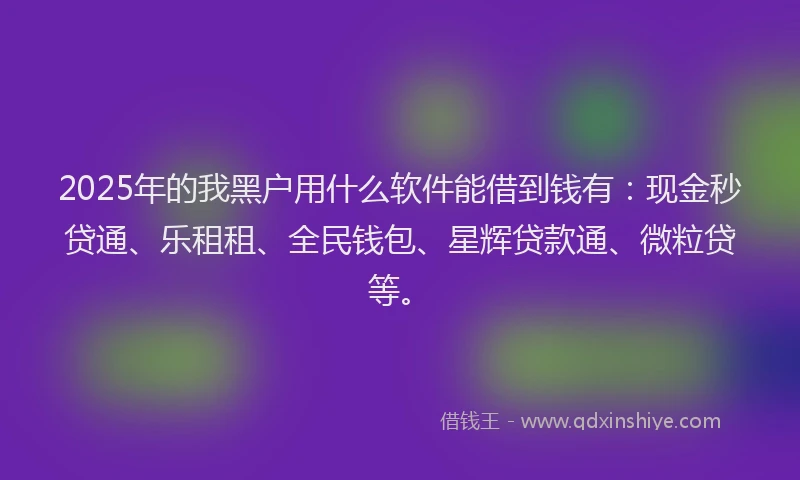 2025年的我黑户用什么软件能借到钱有：现金秒贷通、乐租租、全民钱包、星辉贷款通、微粒贷等。