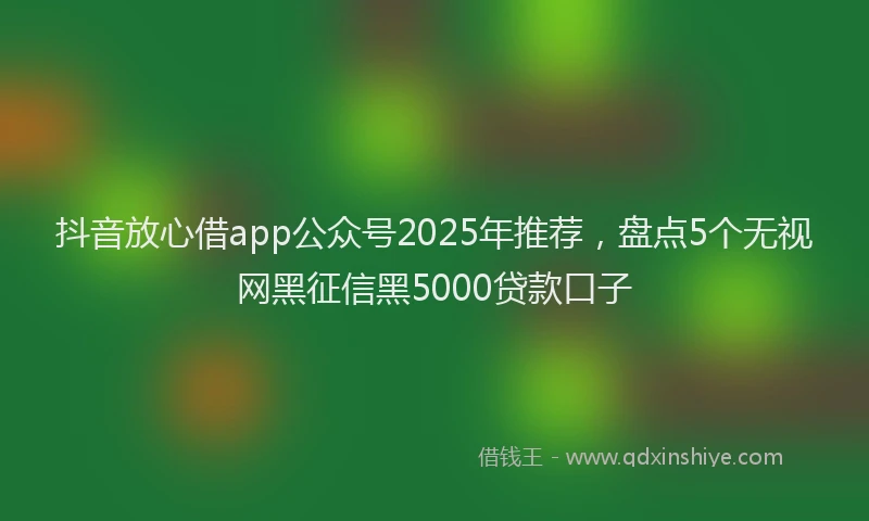 抖音放心借app公众号2025年推荐，盘点5个无视网黑征信黑5000贷款口子