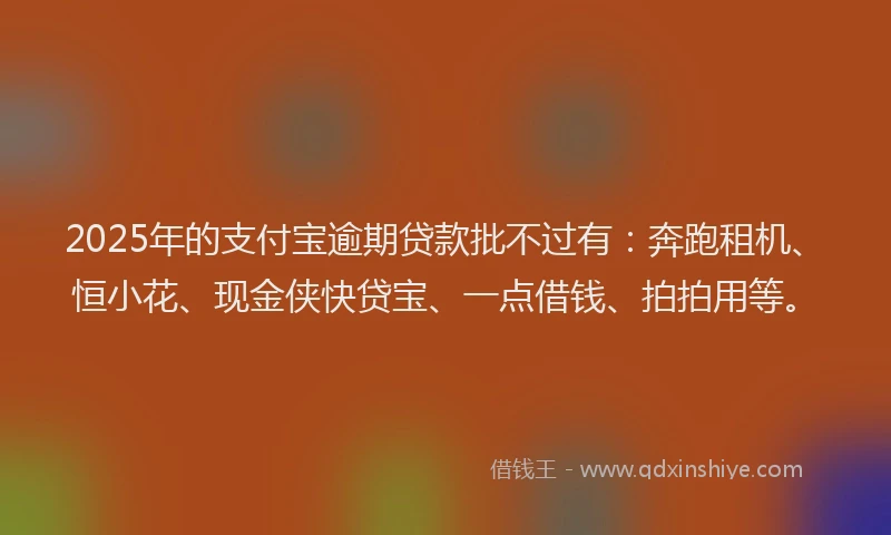 2025年的支付宝逾期贷款批不过有：奔跑租机、恒小花、现金侠快贷宝、一点借钱、拍拍用等。