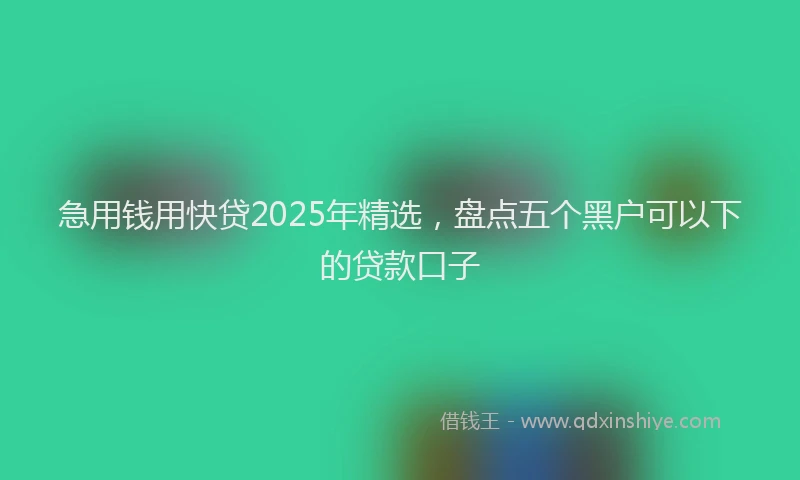 急用钱用快贷2025年精选，盘点五个黑户可以下的贷款口子
