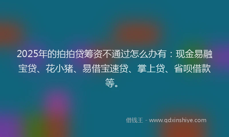 2025年的拍拍贷筹资不通过怎么办有：现金易融宝贷、花小猪、易借宝速贷、掌上贷、省呗借款等。