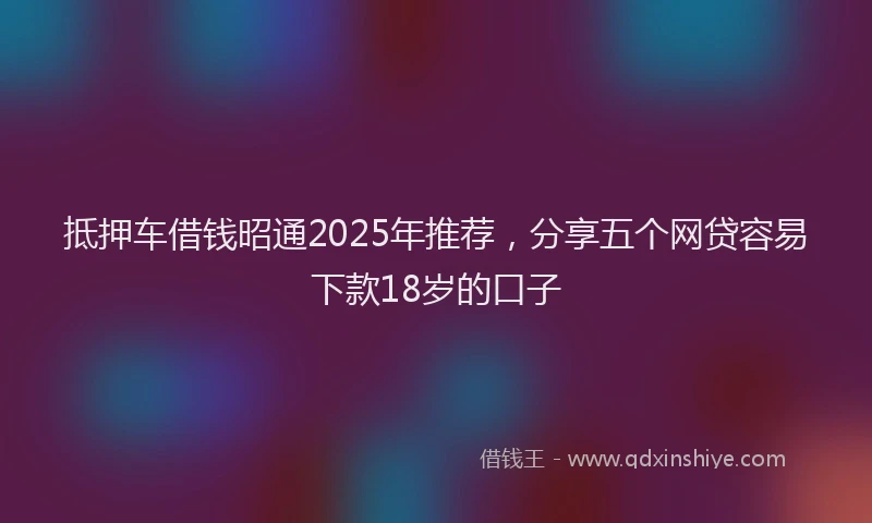 抵押车借钱昭通2025年推荐，分享五个网贷容易下款18岁的口子