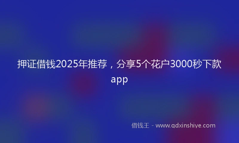 押证借钱2025年推荐，分享5个花户3000秒下款app