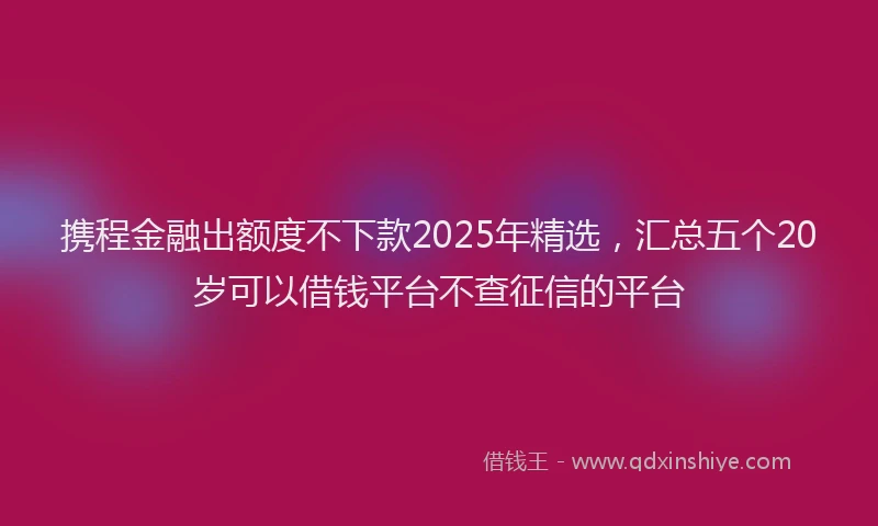 携程金融出额度不下款2025年精选，汇总五个20岁可以借钱平台不查征信的平台