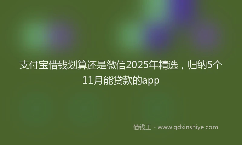 支付宝借钱划算还是微信2025年精选，归纳5个11月能贷款的app