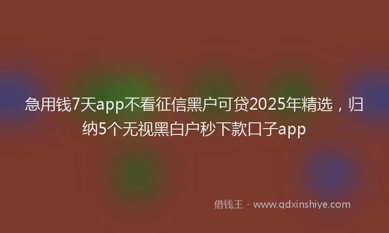 急用钱7天app不看征信黑户可贷2025年精选，归纳5个无视黑白户秒下款口子app