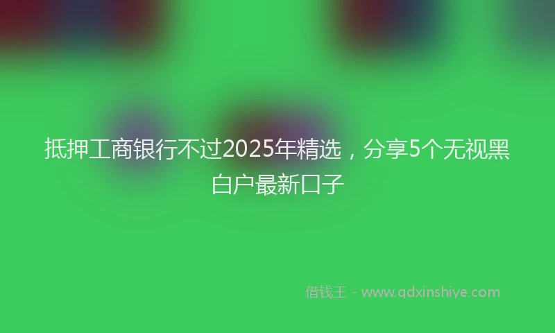 抵押工商银行不过2025年精选，分享5个无视黑白户最新口子