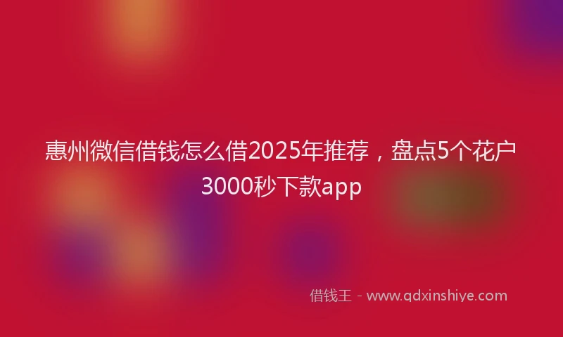 惠州微信借钱怎么借2025年推荐，盘点5个花户3000秒下款app