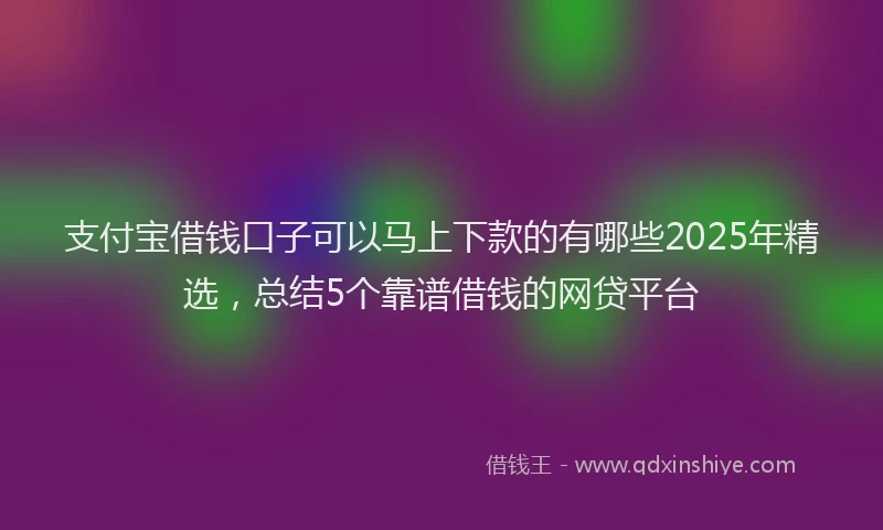 支付宝借钱口子可以马上下款的有哪些2025年精选，总结5个靠谱借钱的网贷平台