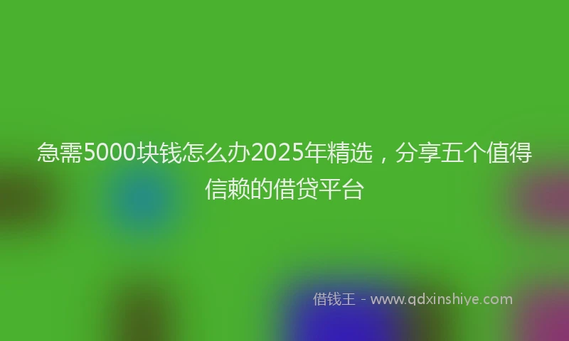 急需5000块钱怎么办2025年精选，分享五个值得信赖的借贷平台