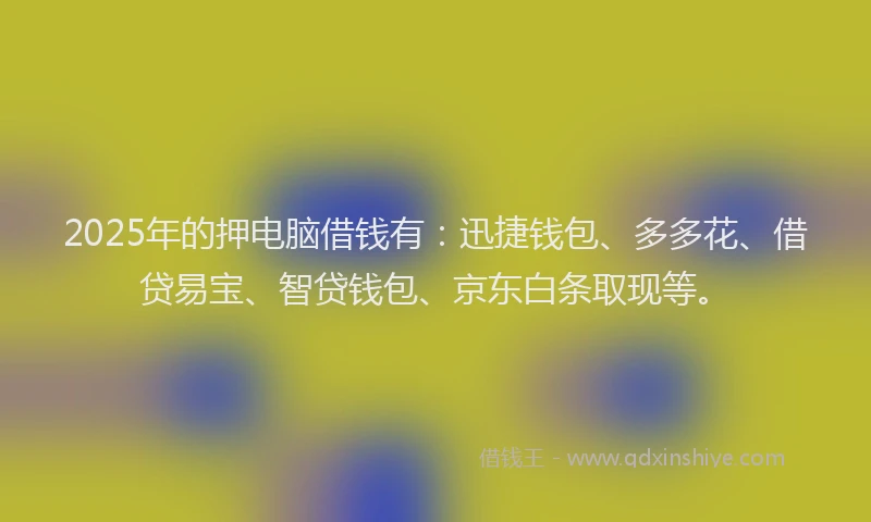 2025年的押电脑借钱有：迅捷钱包、多多花、借贷易宝、智贷钱包、京东白条取现等。
