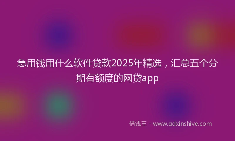 急用钱用什么软件贷款2025年精选，汇总五个分期有额度的网贷app
