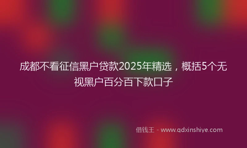 成都不看征信黑户贷款2025年精选，概括5个无视黑户百分百下款口子