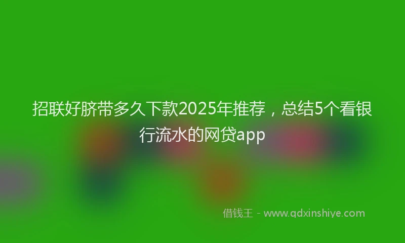 招联好脐带多久下款2025年推荐，总结5个看银行流水的网贷app
