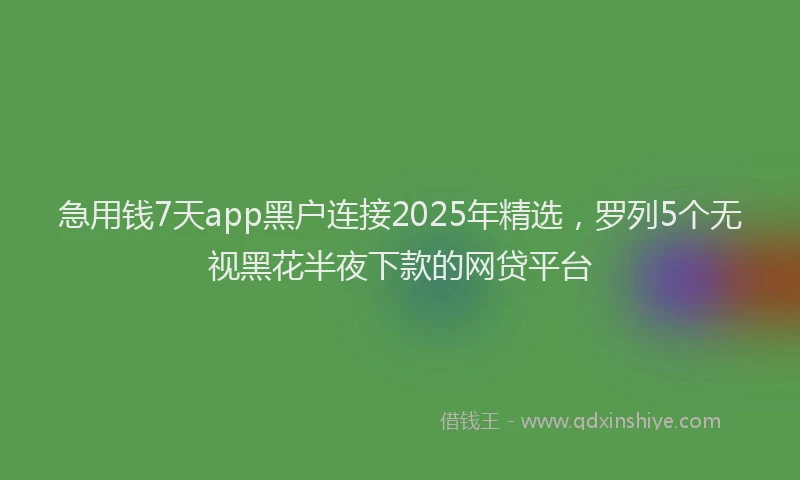 急用钱7天app黑户连接2025年精选，罗列5个无视黑花半夜下款的网贷平台