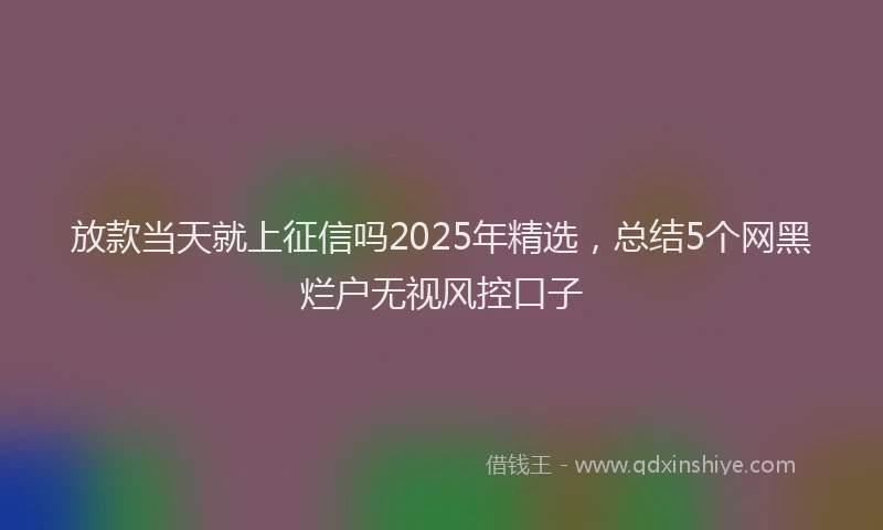 放款当天就上征信吗2025年精选，总结5个网黑烂户无视风控口子
