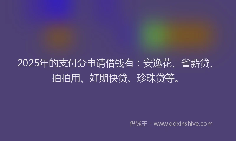 2025年的支付分申请借钱有：安逸花、省薪贷、拍拍用、好期快贷、珍珠贷等。