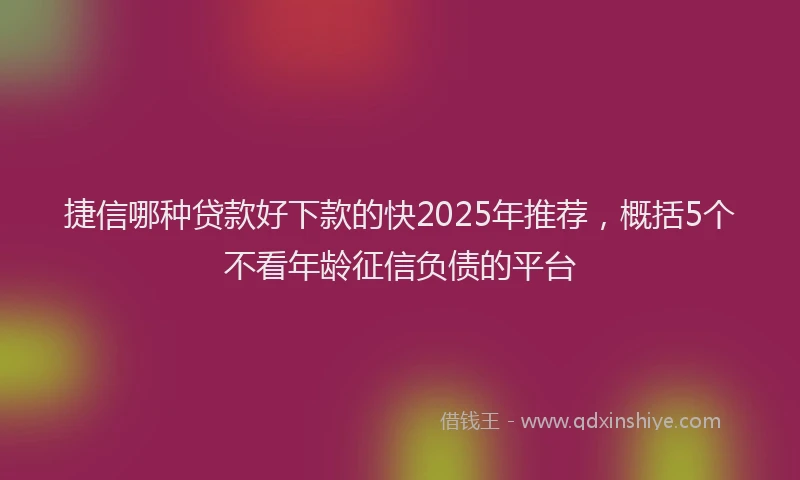 捷信哪种贷款好下款的快2025年推荐，概括5个不看年龄征信负债的平台