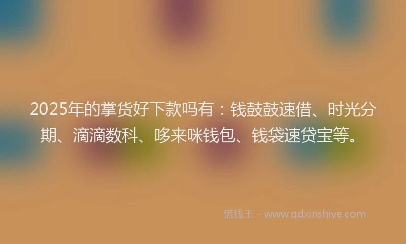 2025年的掌货好下款吗有：钱鼓鼓速借、时光分期、滴滴数科、哆来咪钱包、钱袋速贷宝等。