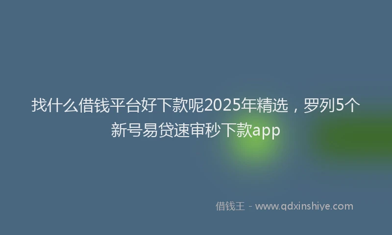找什么借钱平台好下款呢2025年精选，罗列5个新号易贷速审秒下款app