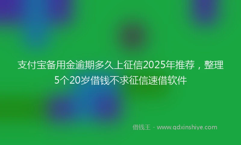 支付宝备用金逾期多久上征信2025年推荐，整理5个20岁借钱不求征信速借软件