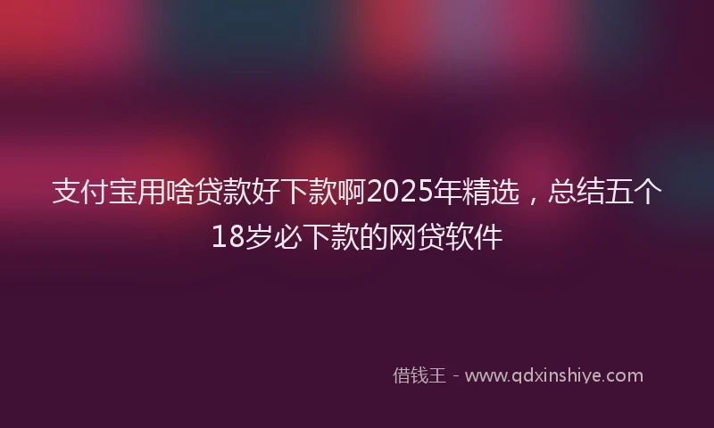 支付宝用啥贷款好下款啊2025年精选，总结五个18岁必下款的网贷软件