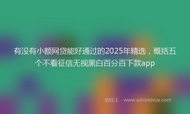 有没有小额网贷能好通过的2025年精选，概括五个不看征信无视黑白百分百下款app