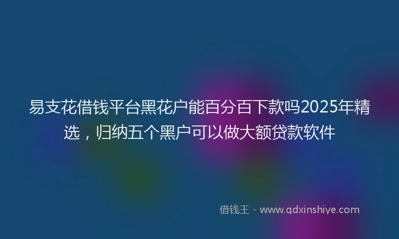 易支花借钱平台黑花户能百分百下款吗2025年精选，归纳五个黑户可以做大额贷款软件