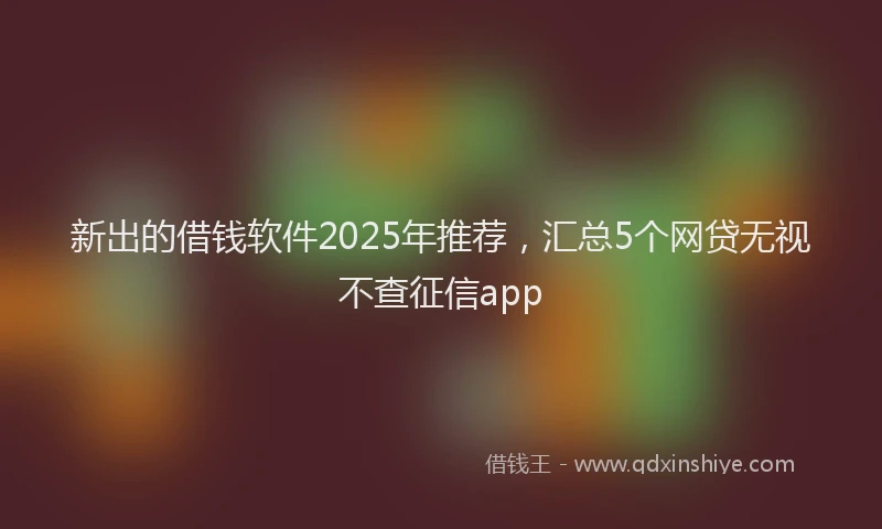 新出的借钱软件2025年推荐，汇总5个网贷无视不查征信app