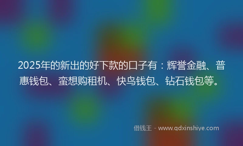 2025年的新出的好下款的口子有：辉誉金融、普惠钱包、蛮想购租机、快鸟钱包、钻石钱包等。