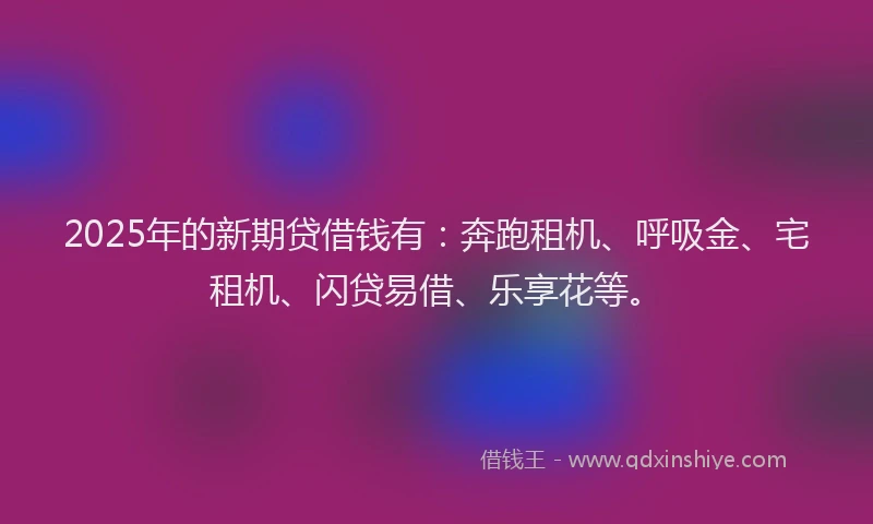 2025年的新期贷借钱有：奔跑租机、呼吸金、宅租机、闪贷易借、乐享花等。